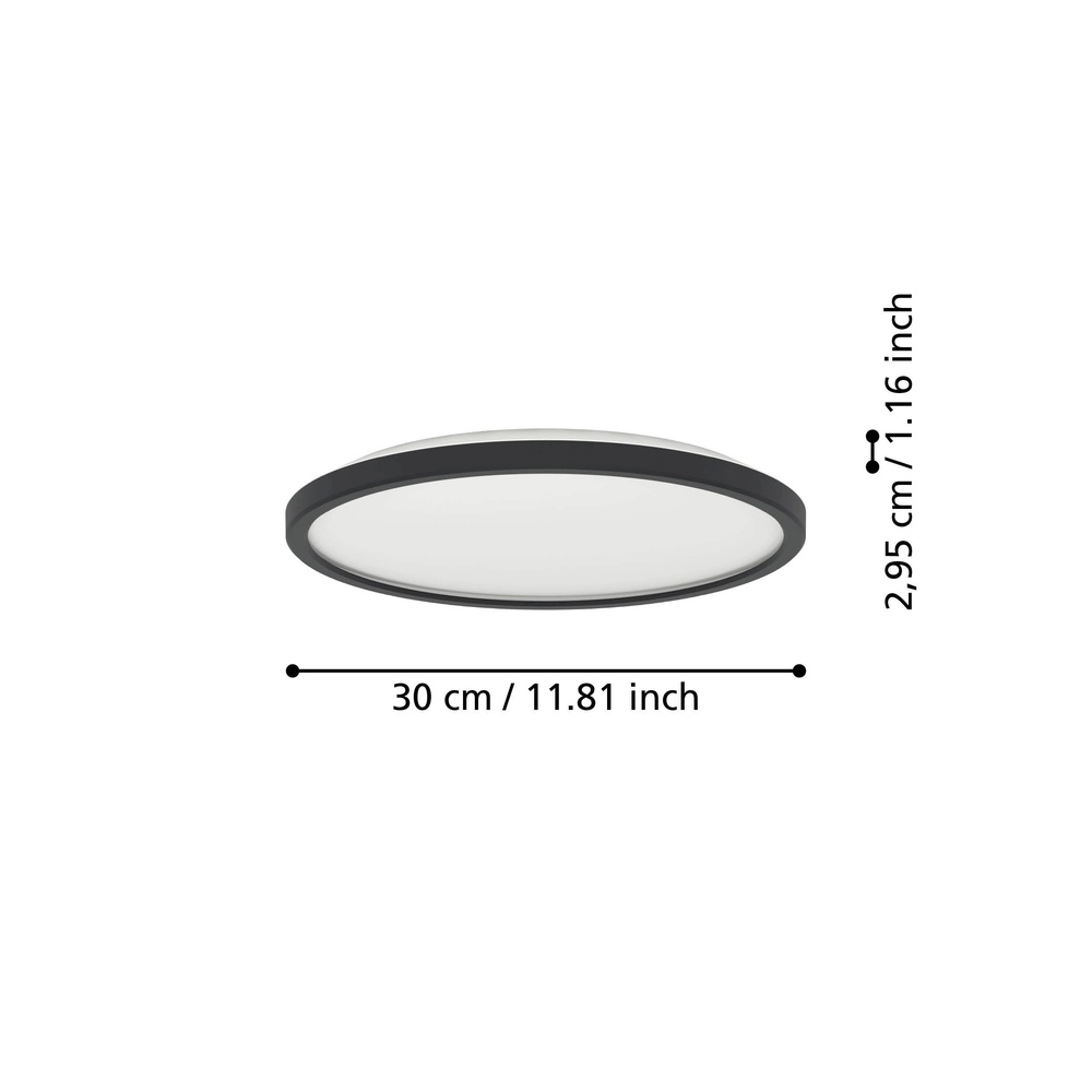 Lampe de salle de bain intelligente Rovito-Z rond - noir - Ø 30cm Eglo 9008606329700