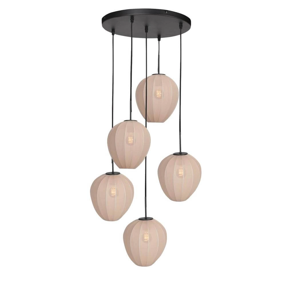 Suspension 5 lumières HaloSwap Capuches rondes noires et crème Steinhauer 8712746179644