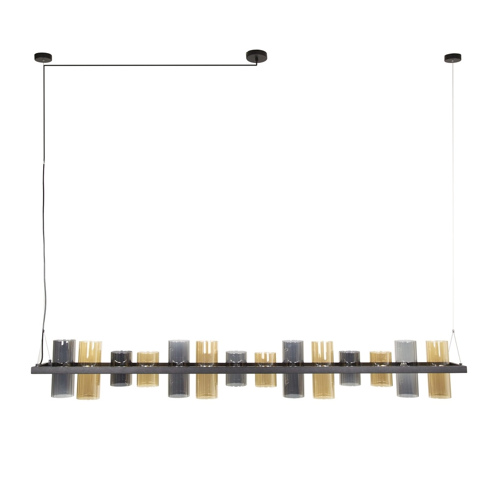 Lampe suspendue Cylinder 190 cm - verre fumé et ambré Lyora 8716803512450