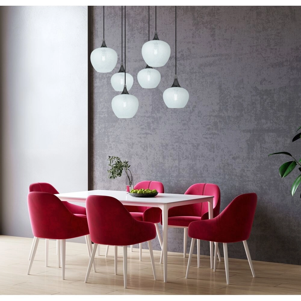 Suspension anthracite Maxy avec verre blanc 6 lumières Globo 9007371453184