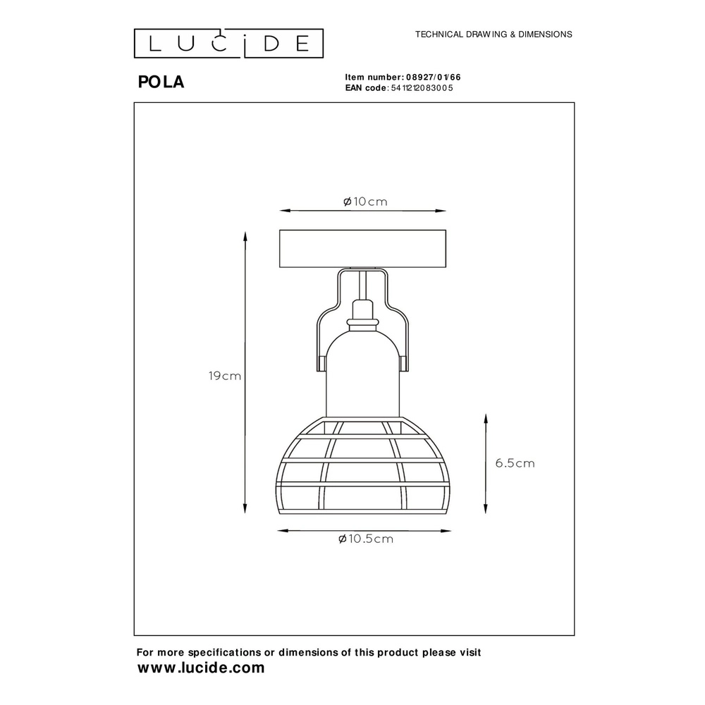Lampe de plafond Pola rose Lucide 5411212083005