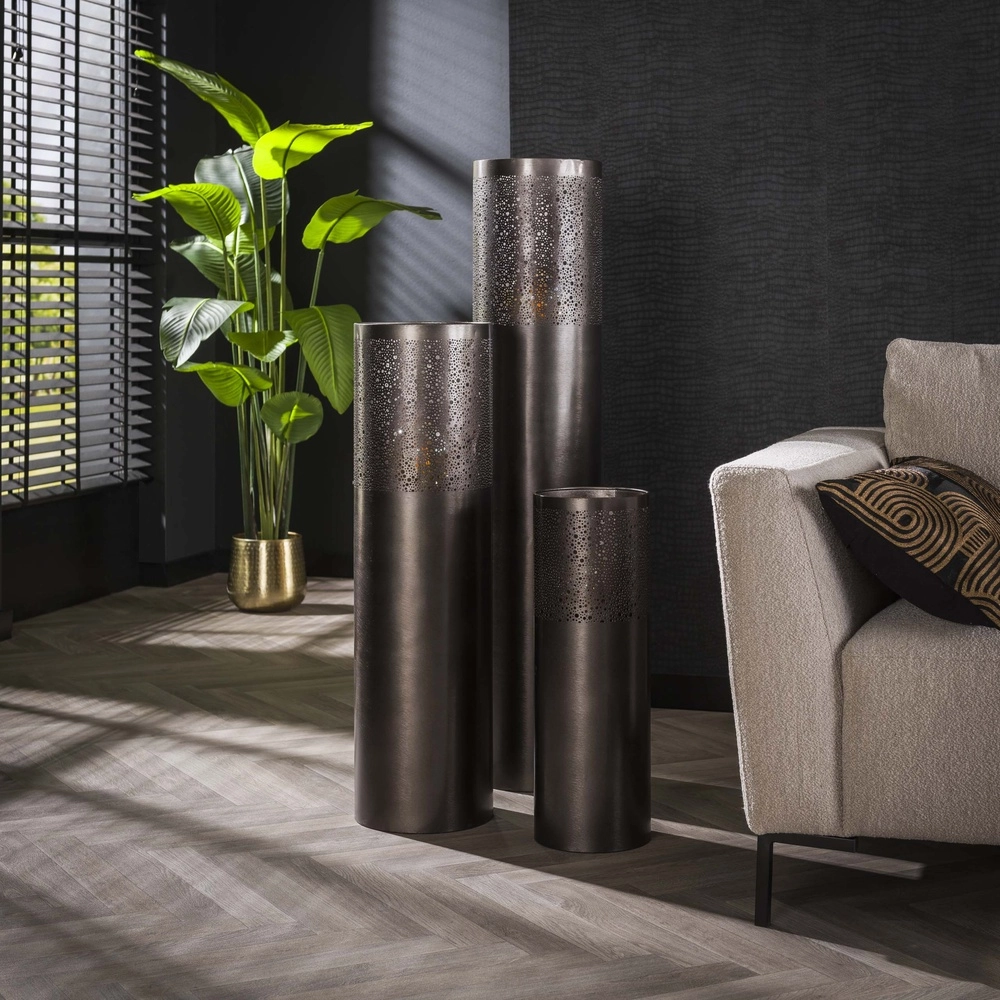 Lampe sur pied orientale Cylinder 90 cm - nickel noir Lyora 8716803511293