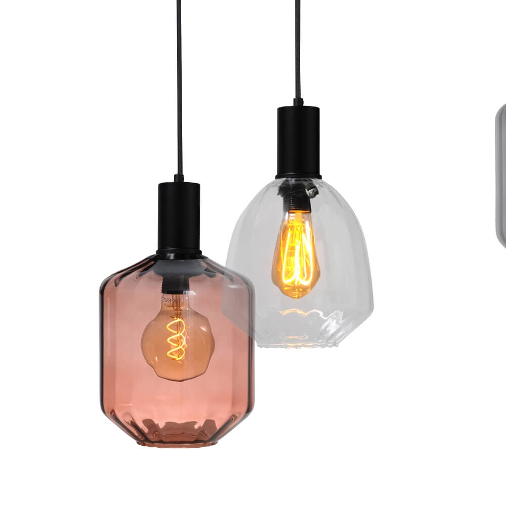 Lampe suspendue 6 lumières - noire - Porto avec des lunettes différentes Masterlight 8718121270678