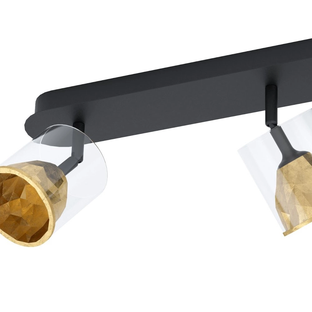 Plafonnier noir Melito avec 3 lumières dorées Stars of Light 9002759395759