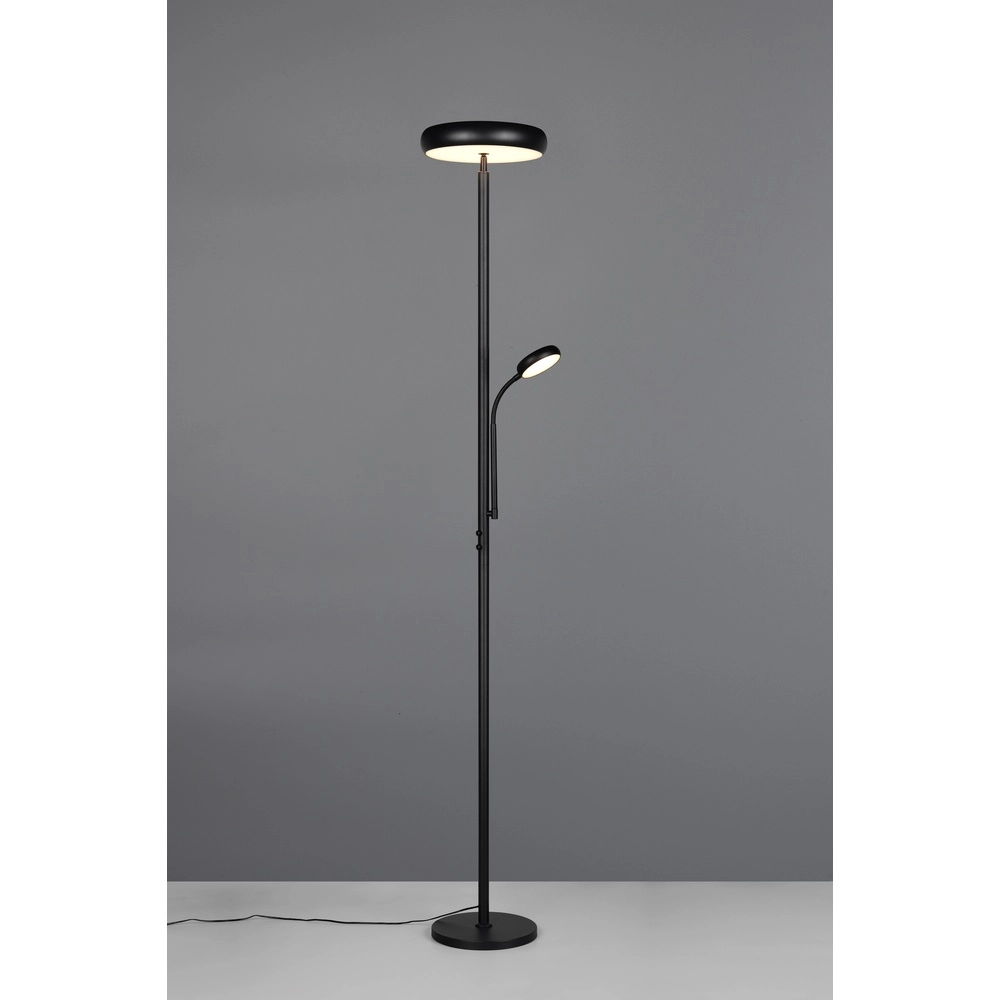 Lampadaire Palermo noir avec lampe de lecture Trio 4017807641363