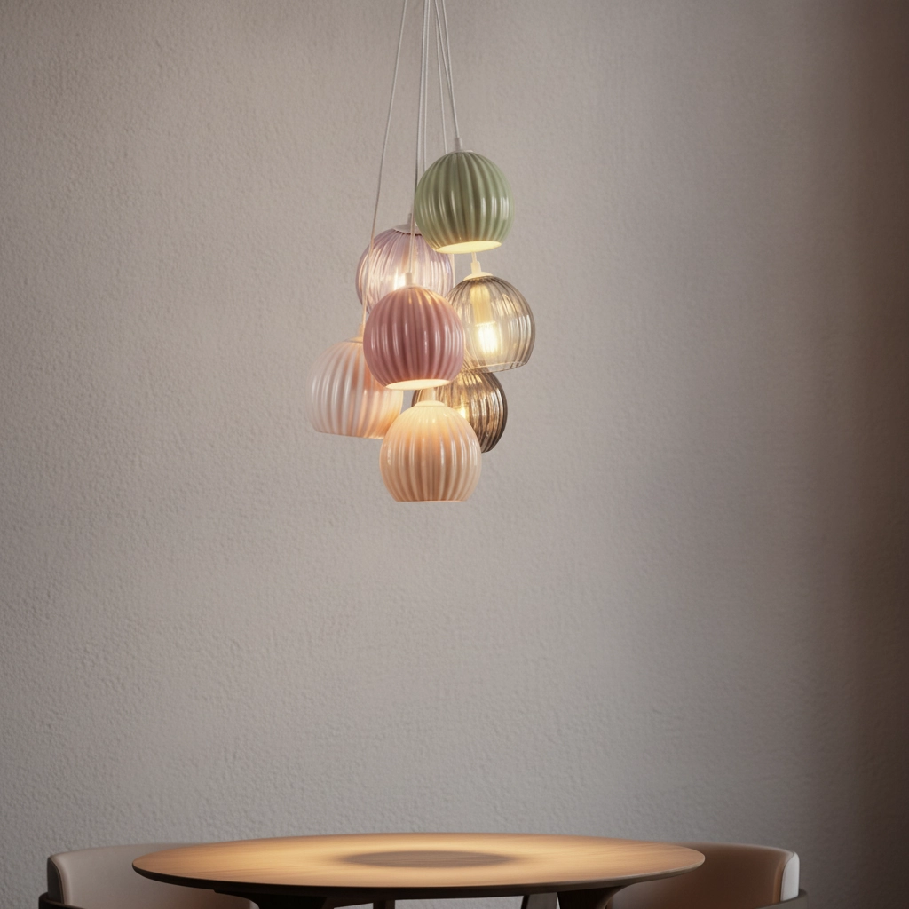 Suspension colorée Meline 7 lumières