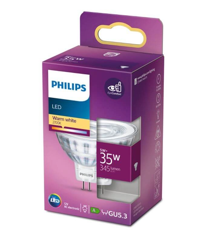 Lampe LED MR16 - 4,4 watt - 12V - 2700K Philips 8719514307629