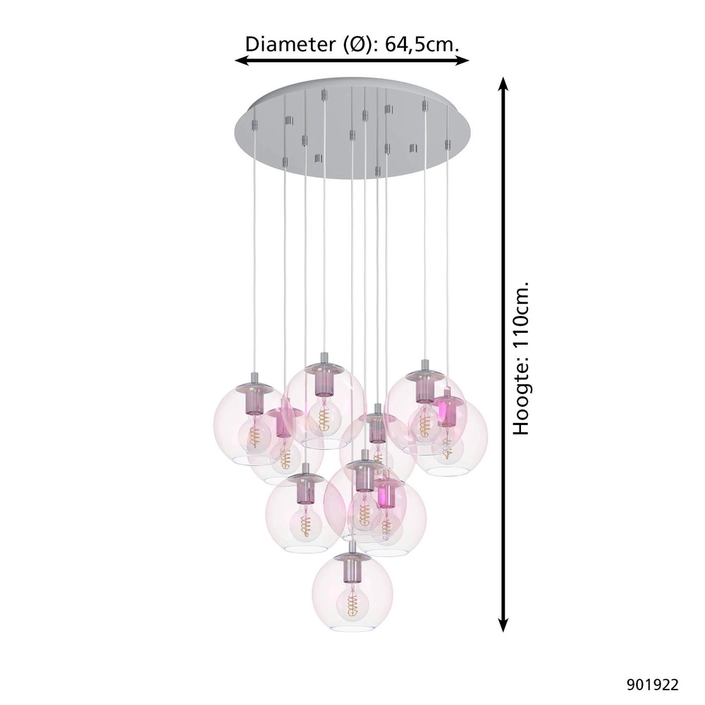 Suspension Ariscani 2 10 lumières chromées Eglo 9008606358113