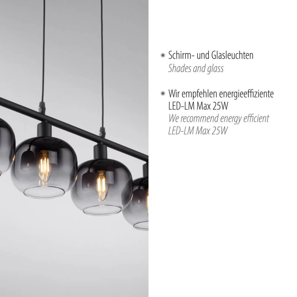 Lampe suspendue noire Zea 4 lumières Just Light 4043689993757