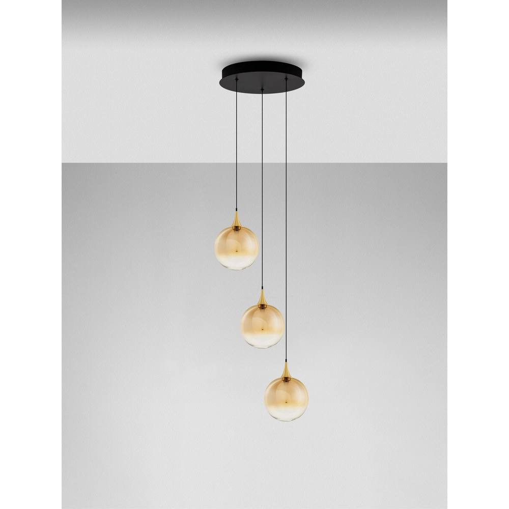 Suspension Orenda Verre ambré à 3 lumières Lyora 5212017477637