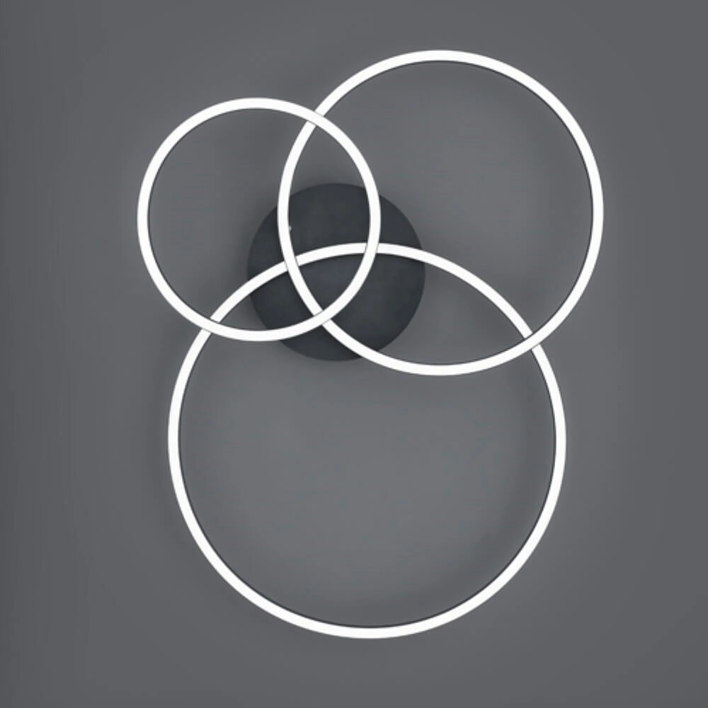 Plafonnier Winona 3 anneaux noir Trio 4017807503524