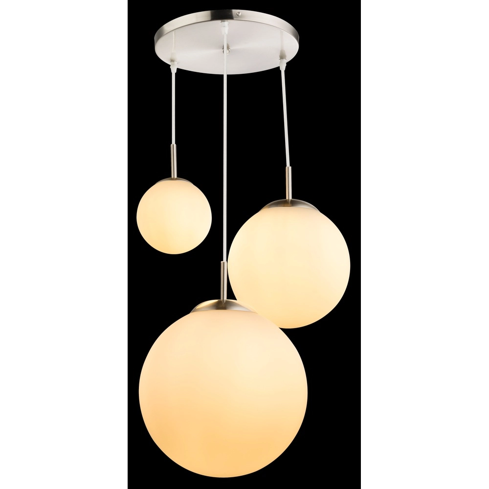 Lampe pendante de conception Joel nickel avec blanc Globo 9007371355044