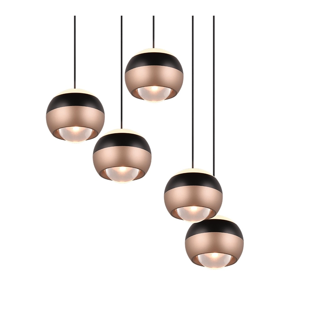 Lampe pendante de conception Orbit Round 5 lumières Trio 4017807578867