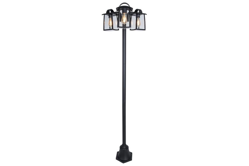 Jolie lampe de jardin Kelsey noir à 3 lumières