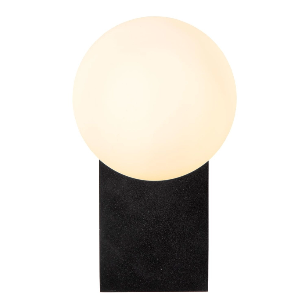 Lampe murale Tassa IP44 noir avec sphère blanche