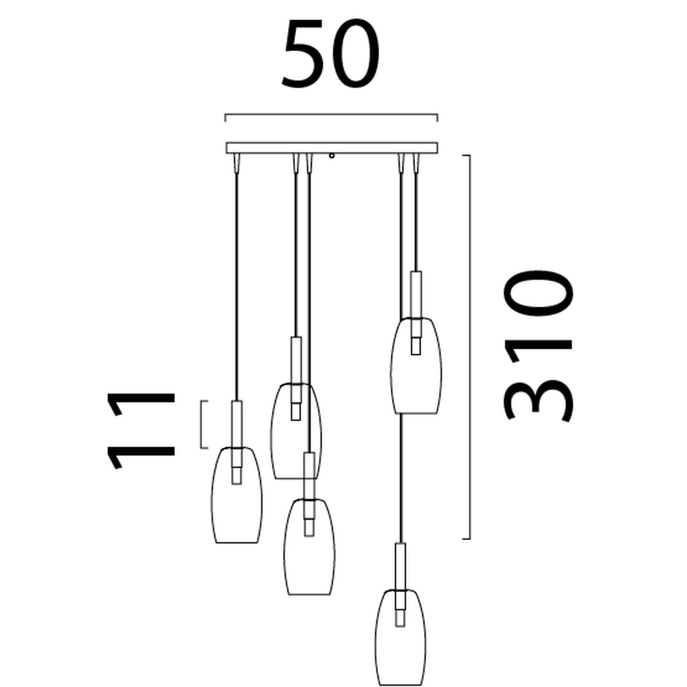 Lampe pendante 5L vide Lido Olive avec un verre Ø de 24 cm doré qui s’estompe. Masterlight 8718121325163
