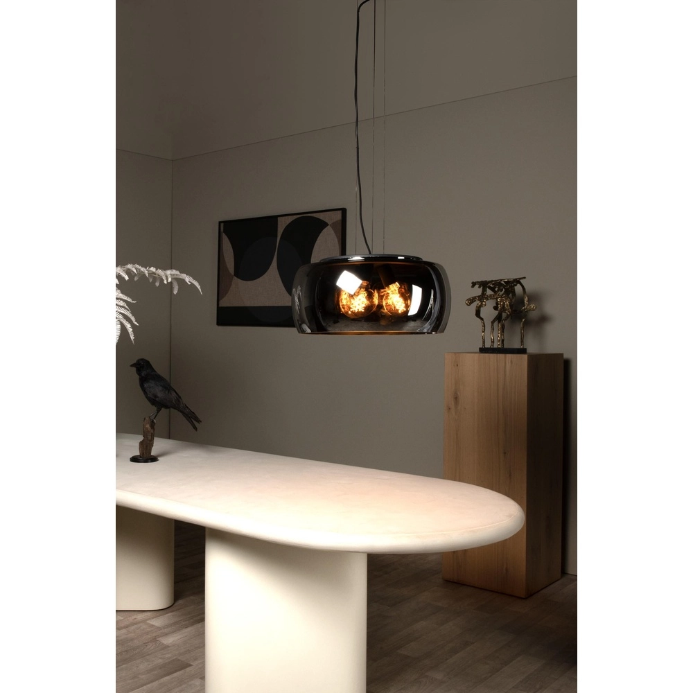 Lampe pendante de conception Olivia Ø 50 cm noir avec verre fumé Lucide 5411212452108