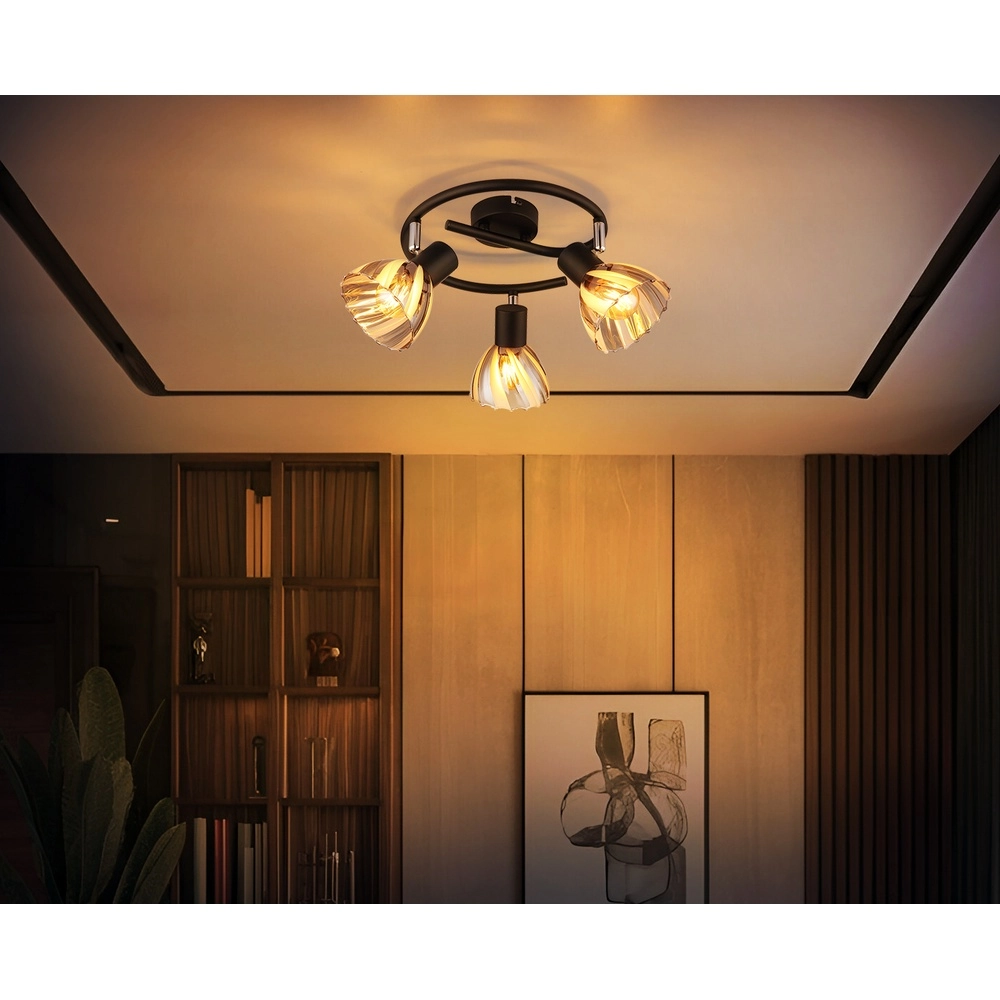 Lampe de plafond à 3 lampes Zachery Noir Globo 9007371525508