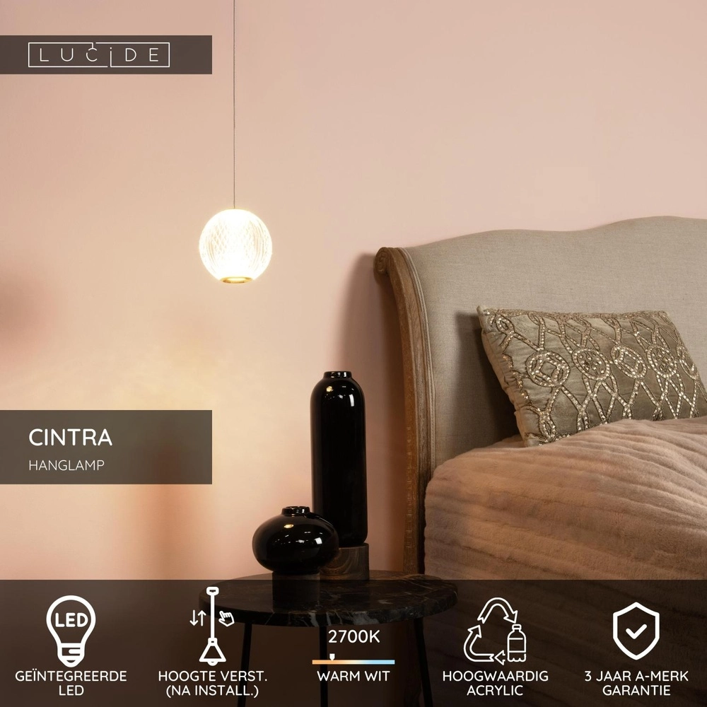Lampe pendante dorée Cintra Ø 14cm Lucide 5411212134370