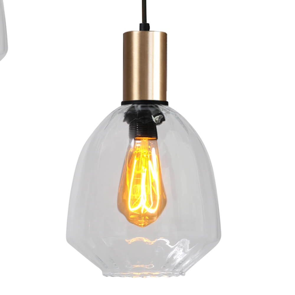 Suspension loft 3 lumières - or - Porto avec verres transparents Nicolette Masterlight 8718121270883