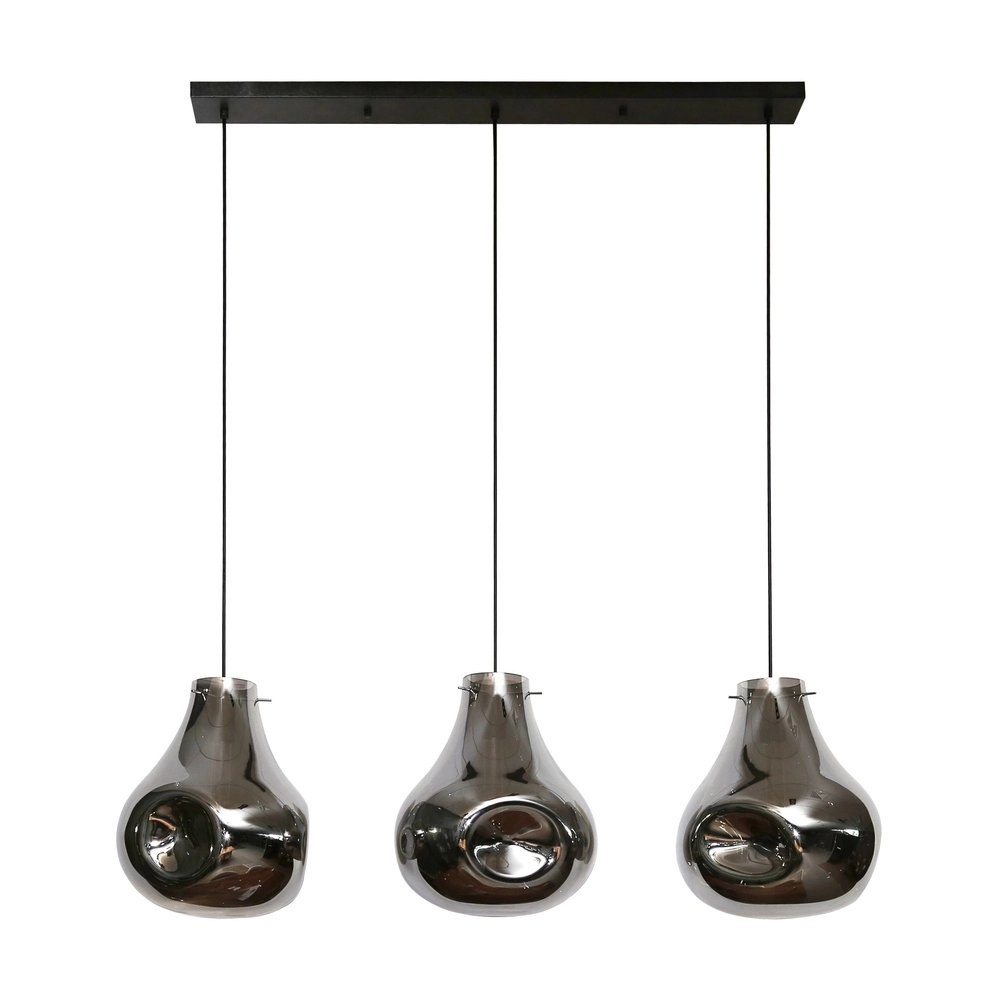 Lampe suspendue en verre fumé Dent 3-lumière Lyora 8716803511620