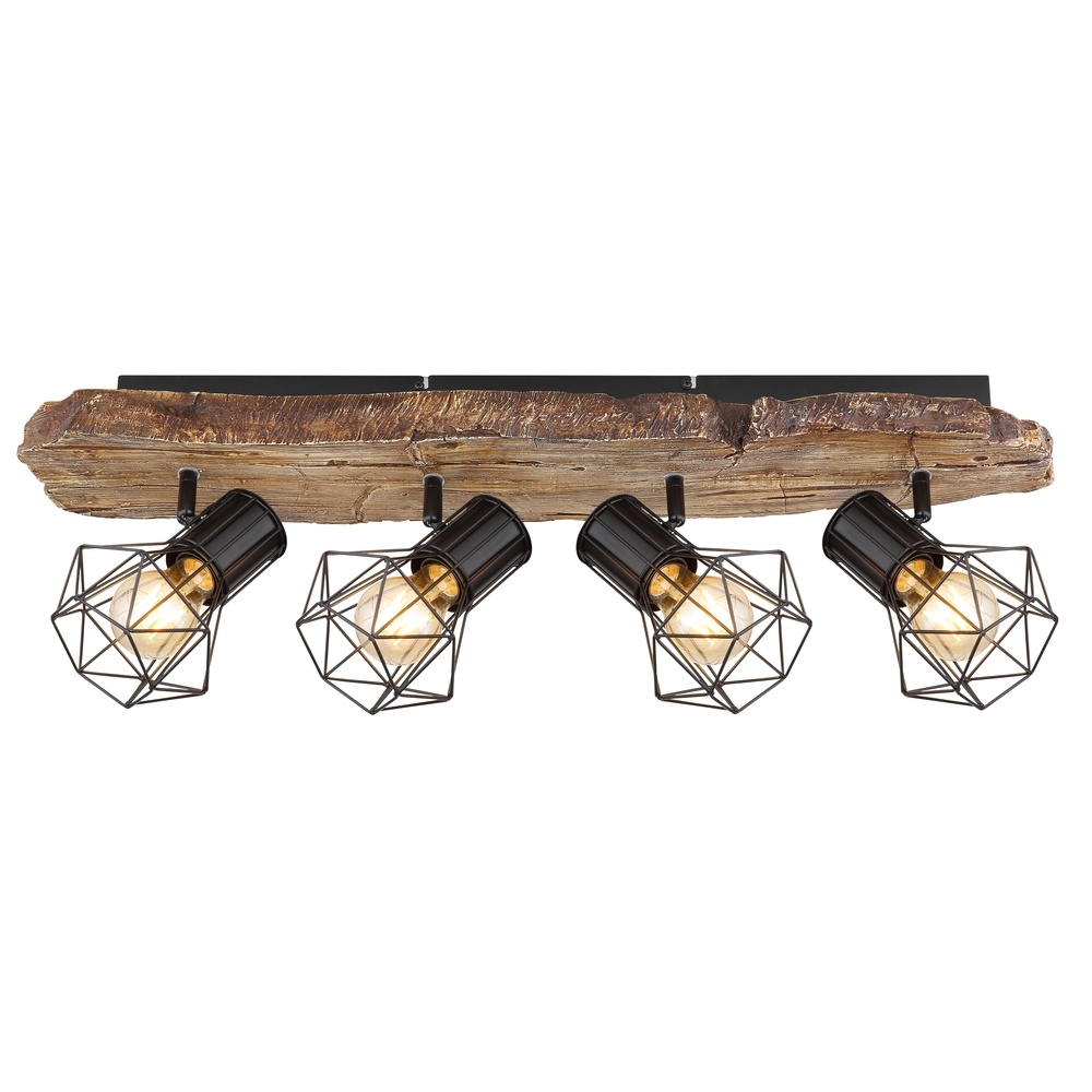 Lampe de plafond Priska 4-noir clair avec bois Globo 9007371430376