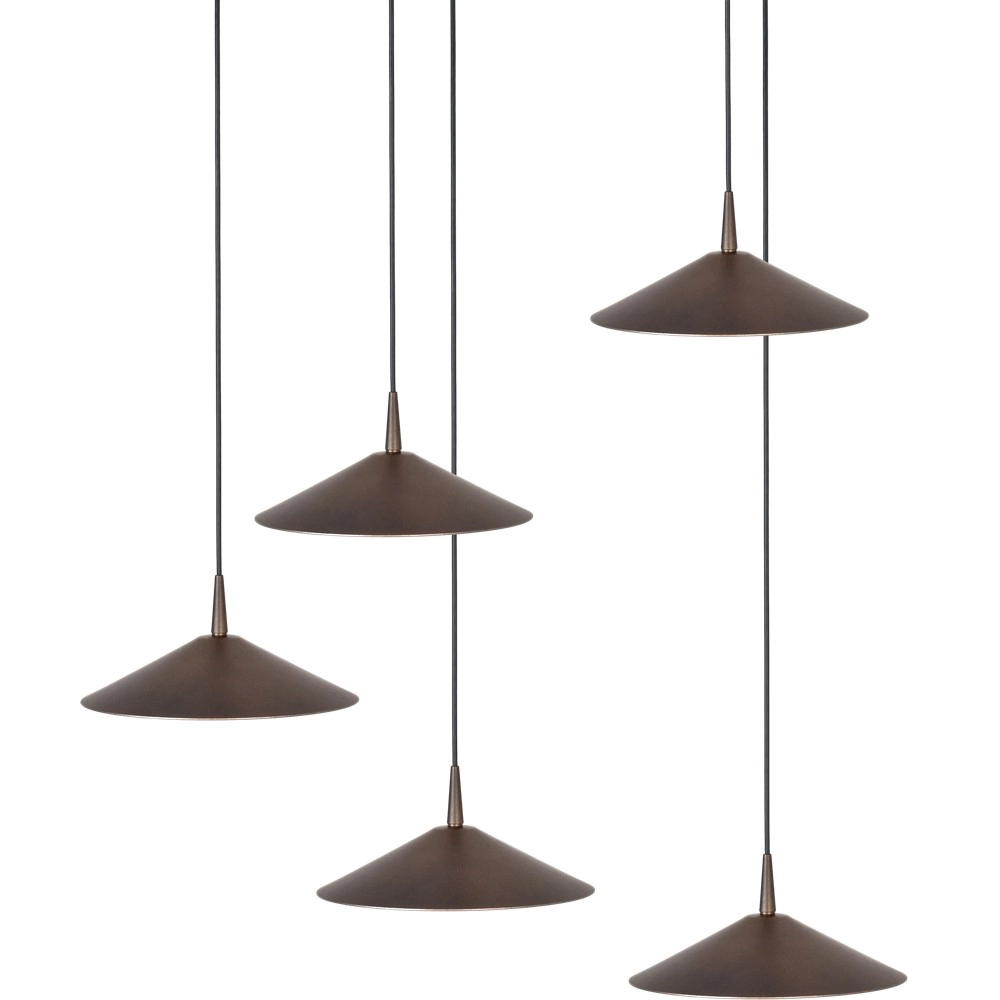 Lampe suspendue à 5 lumières Ceppo Brun cacao Ø 22cm rond Masterlight 8718121358772