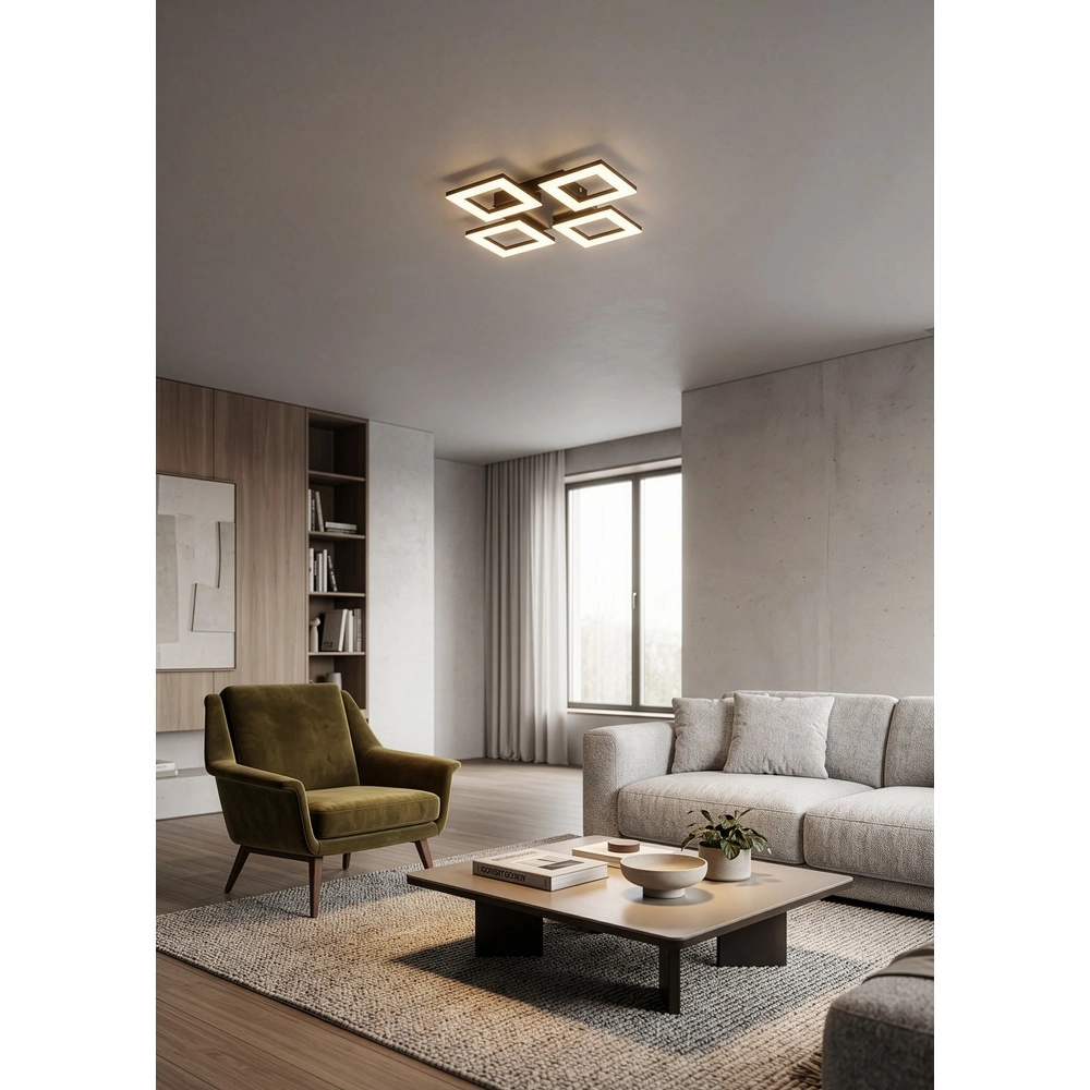 Lampe de plafond à design Cemi Carré noir Trio 4017807704334