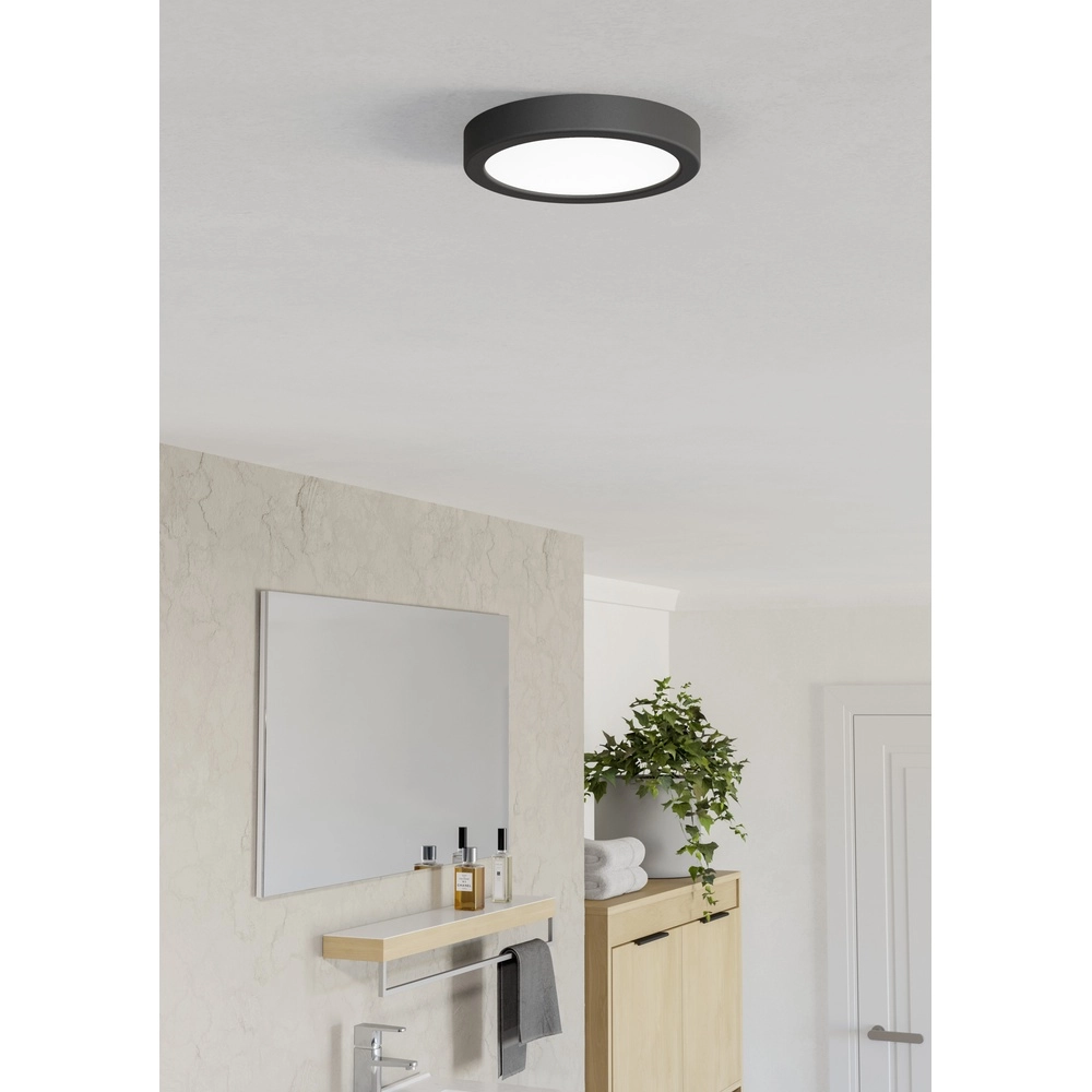 Lumière de plafond IP44 Fueva 6 rond - noir - Ø 16,6cm Eglo 9008606330300
