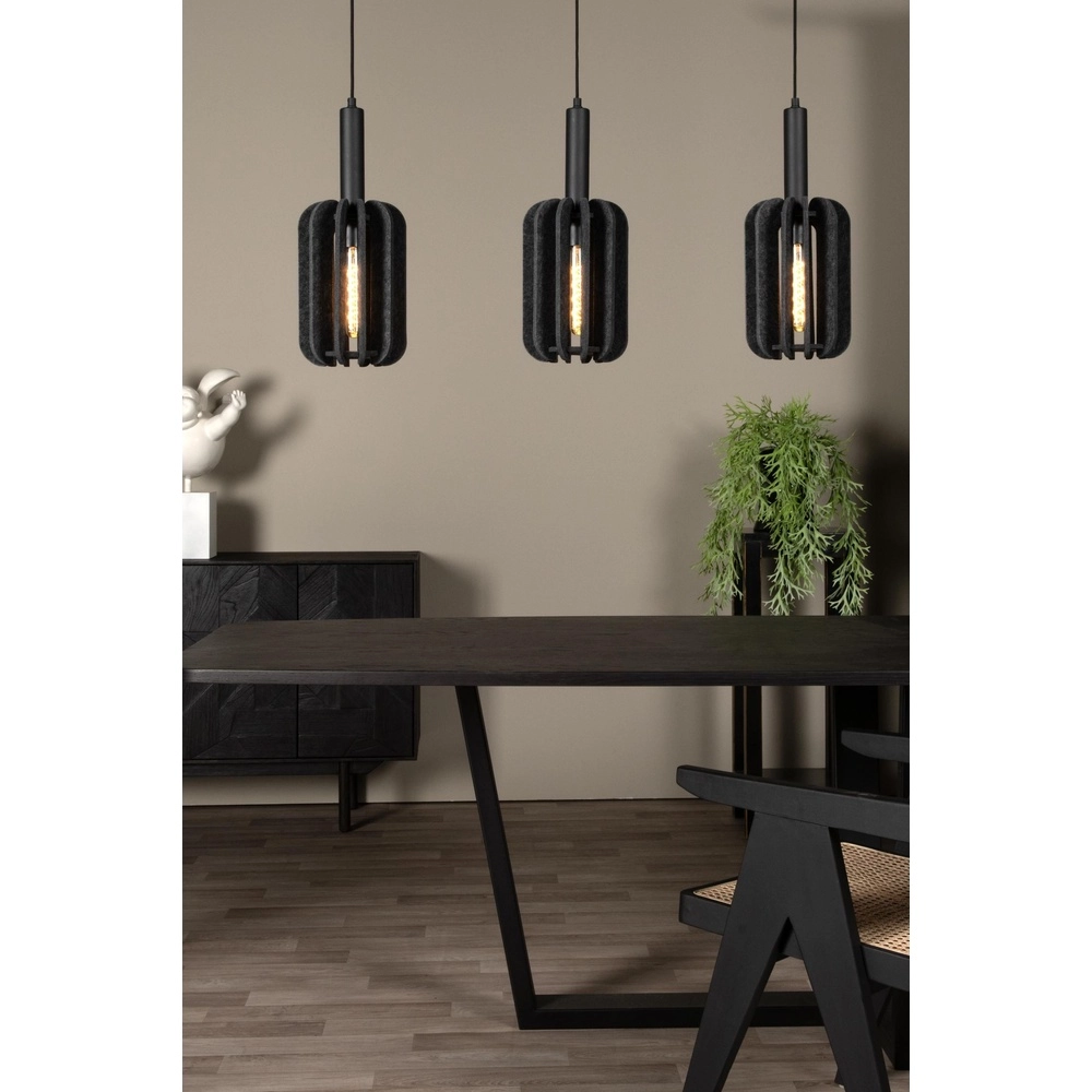 Lampe suspendue élégante Rafal 3-noir clair avec gris Lucide 5411212452771