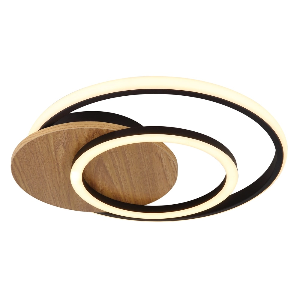 Lampe de plafond à design Julio noir avec bois