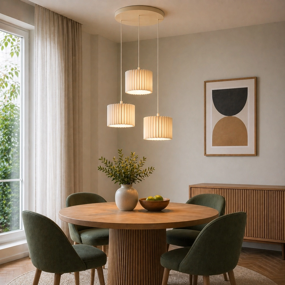 Lampe pendante Japandi Velin Ø 61 cm brun sable Brilliant 4004353476822