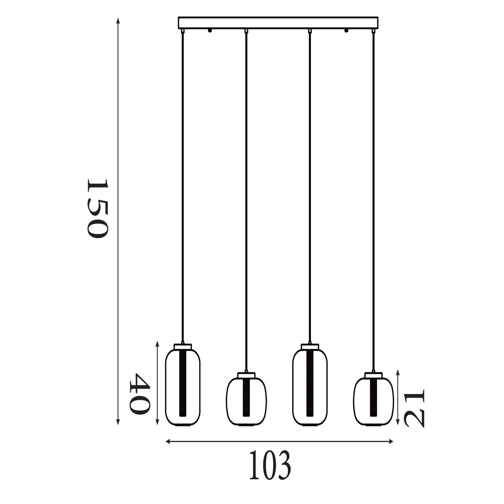 Suspension design Lille avec verre ambré Searchlight 5053423299457
