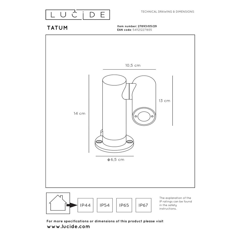 Projecteur de jardin Tatum anthracite Lucide 5411212271655