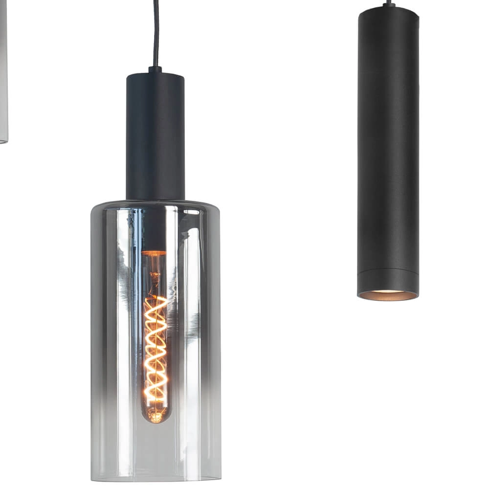 Lampe suspendue Perugia noir - 4x E27 - 3x GU10 Highlight 8718379046988