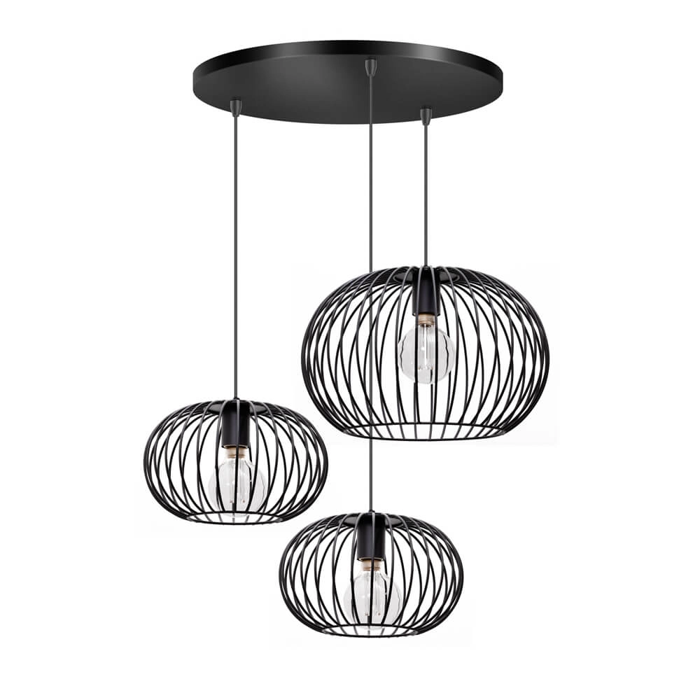 Lampe suspendue en fil de fer Wire 2 3 lumières noir