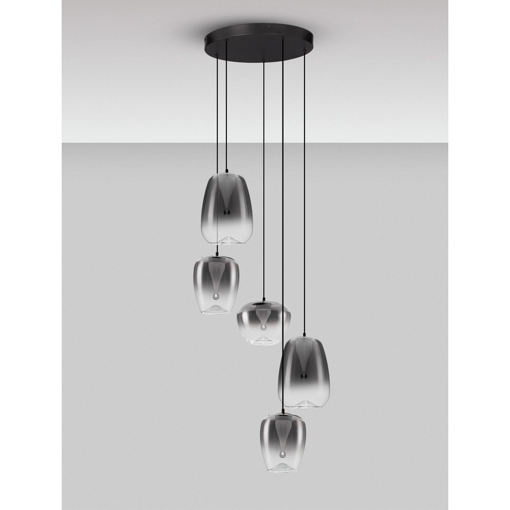 Suspension design Oblo Verre fumé à 5 lumières Lyora 5212017474148