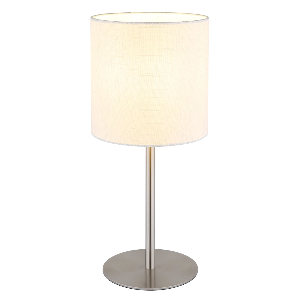 Lampe de table Benson nickel avec capot blanc