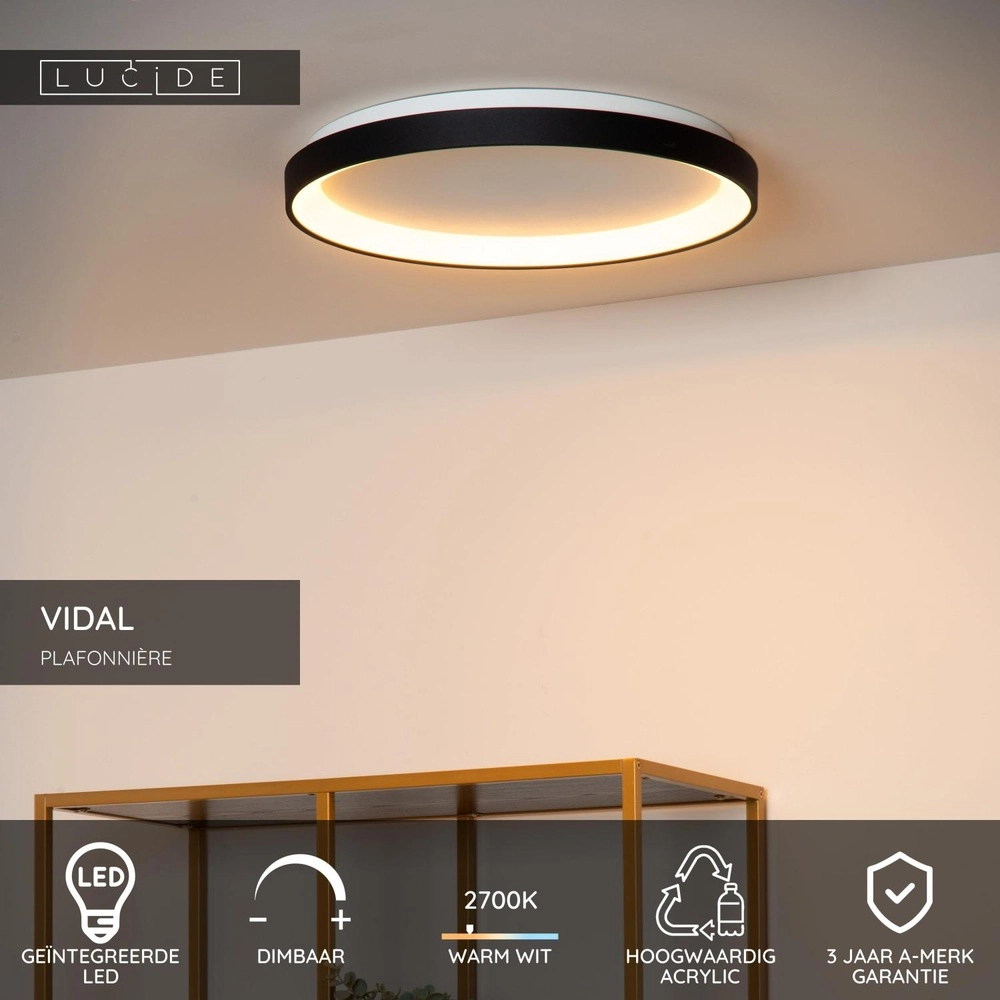 Éclairage de plafond Vidal Ø 48cm noir Lucide 5411212460905