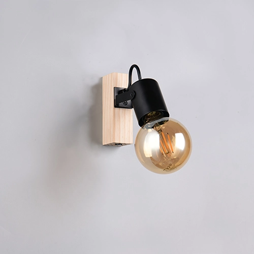 Lampe de plafond Lynar noir avec bois Trio 4017807670684