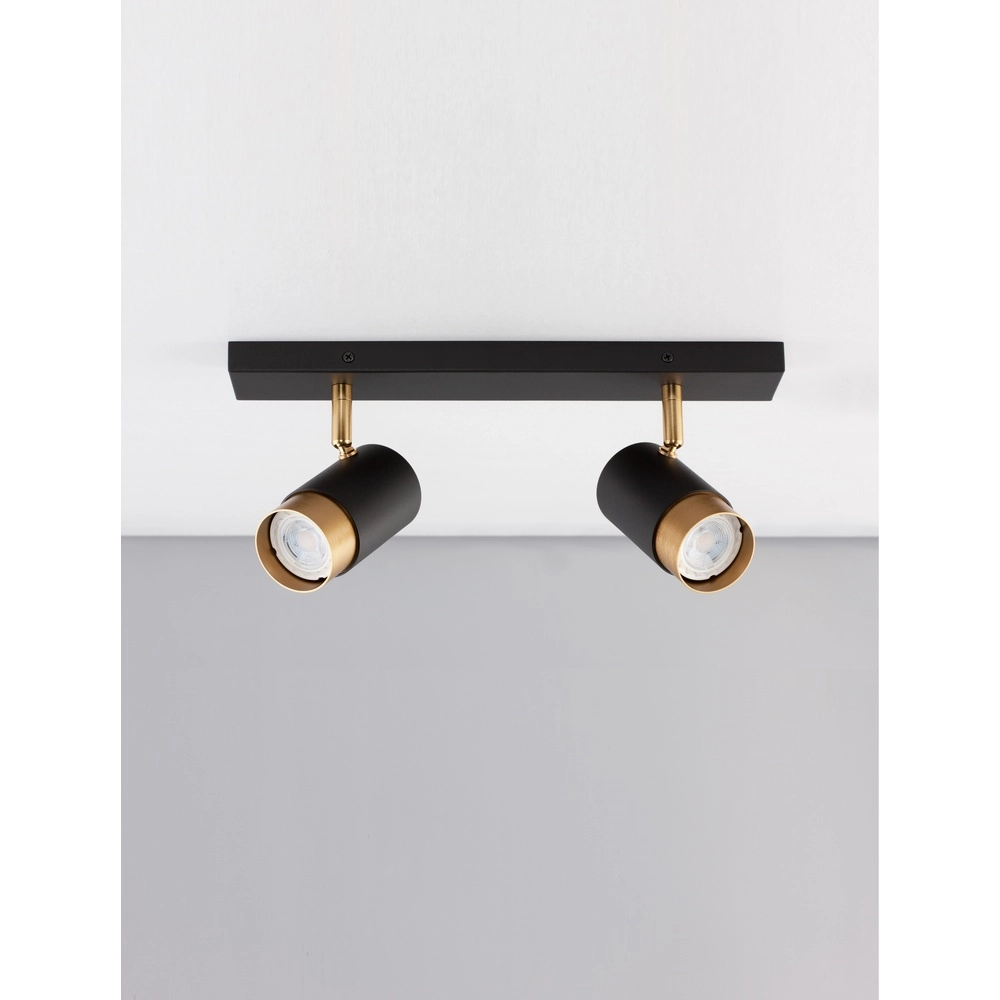 Spot de plafond Pogno 2 lumières noir avec or Lyora 5212017430847