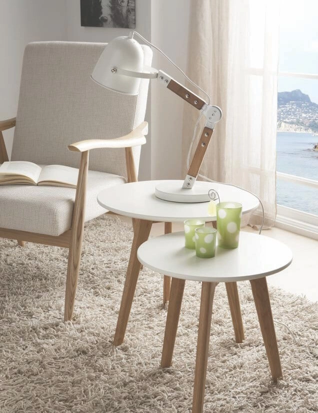 Lampe de bureau rurale Cooper blanc avec du bois Artdelight 8719831732630