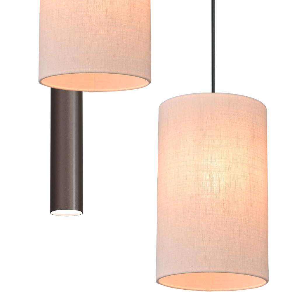 Lampe pendante à 3 lampes Lisbourg Cacao avec un chapeau blanc foncé Masterlight