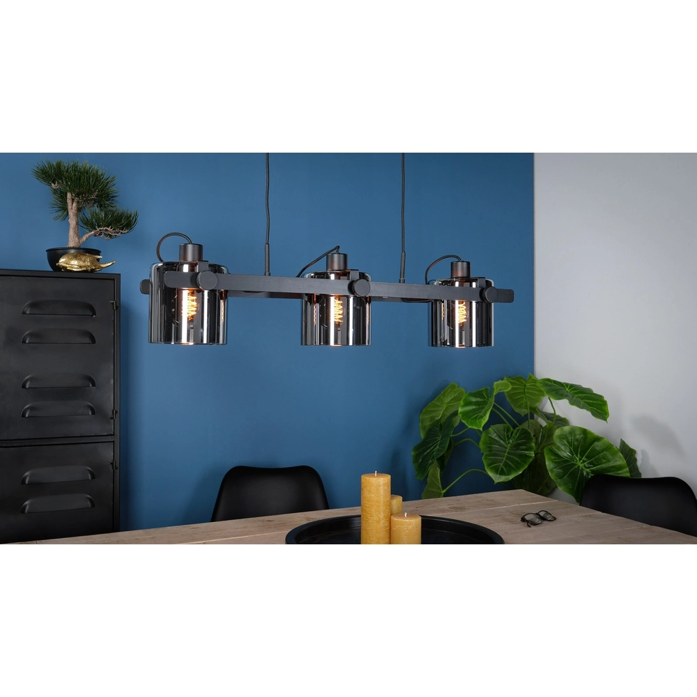 Suspension de 3L Hornwood 2 noir avec verre fumé Eglo 9002759436063