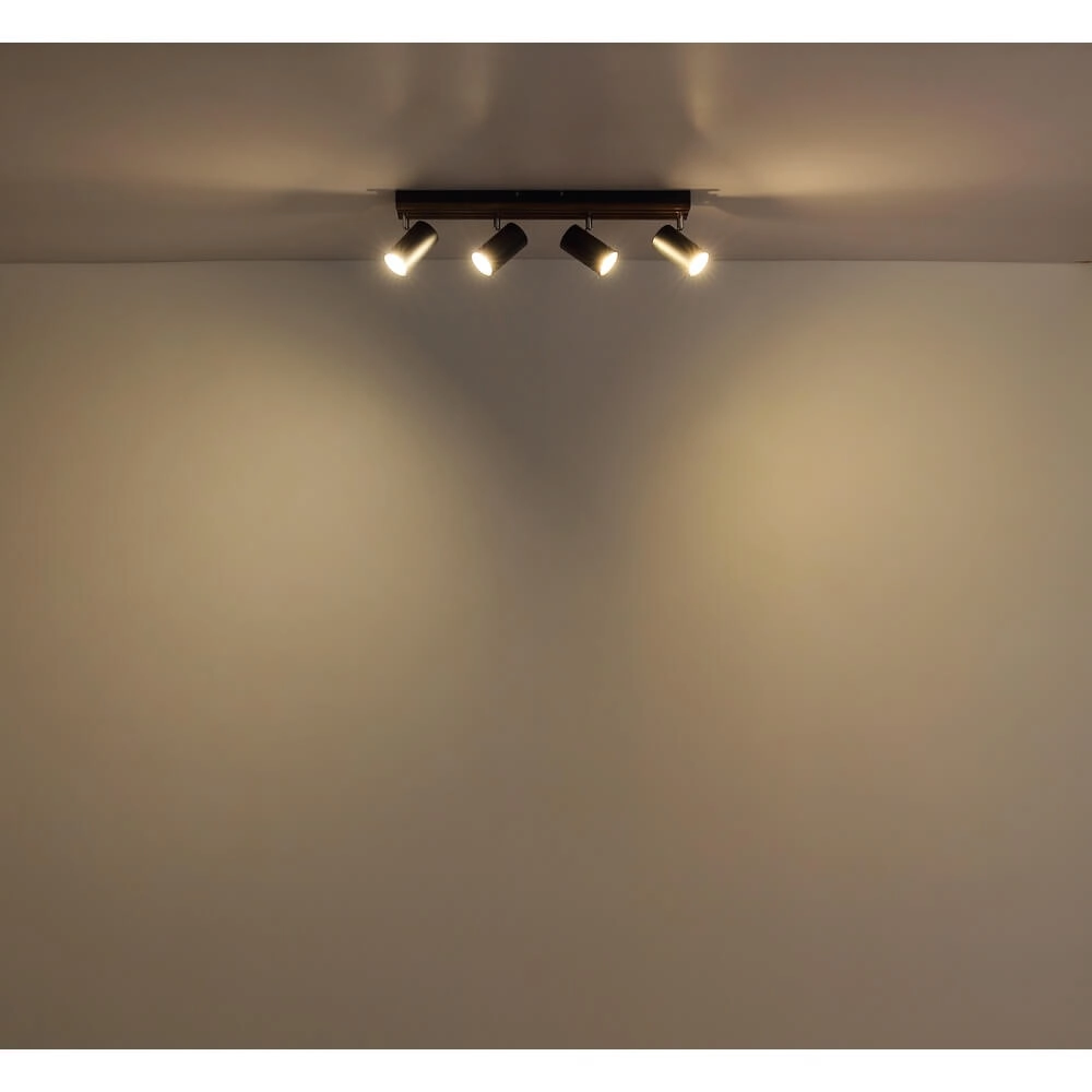 Plafonnier Kayden 4 lumières noir avec bois Globo 9007371533442