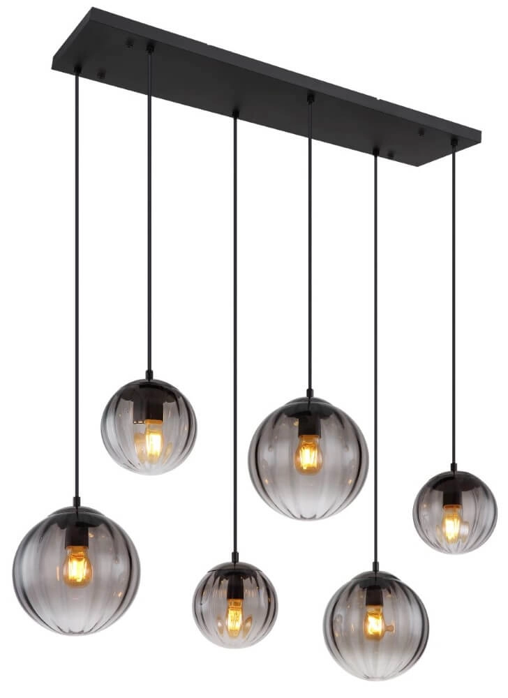 Lampe suspendue 6 lumières Dallerta verre de fumée Lampe suspendue 6 lumières Dallerta verre de fumée