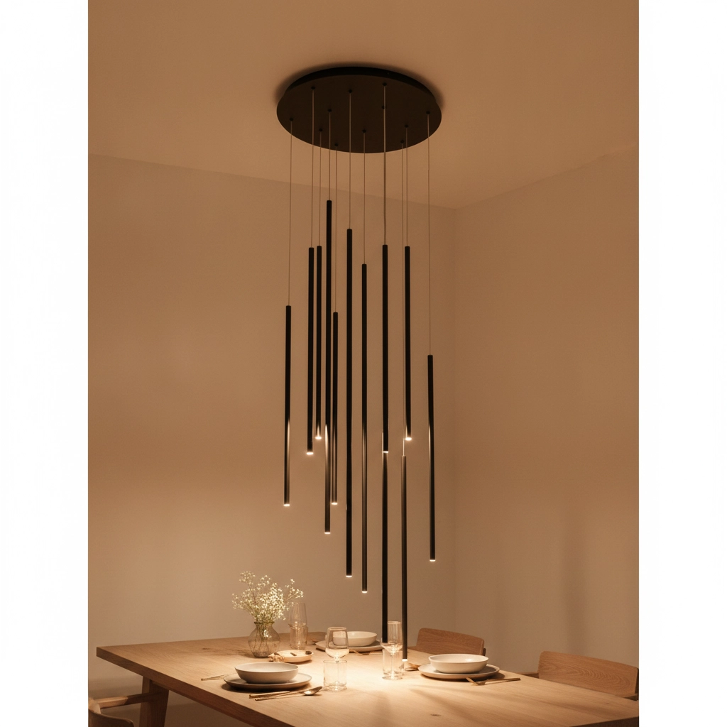 Suspension design Elettra 12 lumières noir