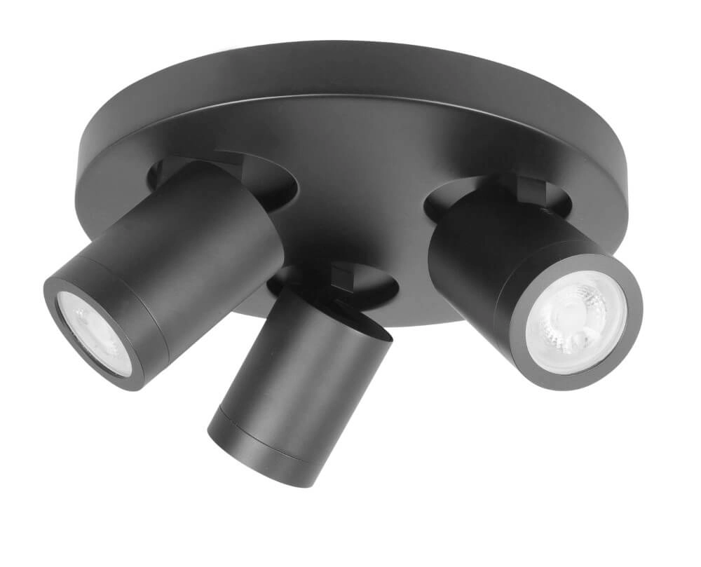 Spot en saillie IP44 Oliver 3 lumières noir mat