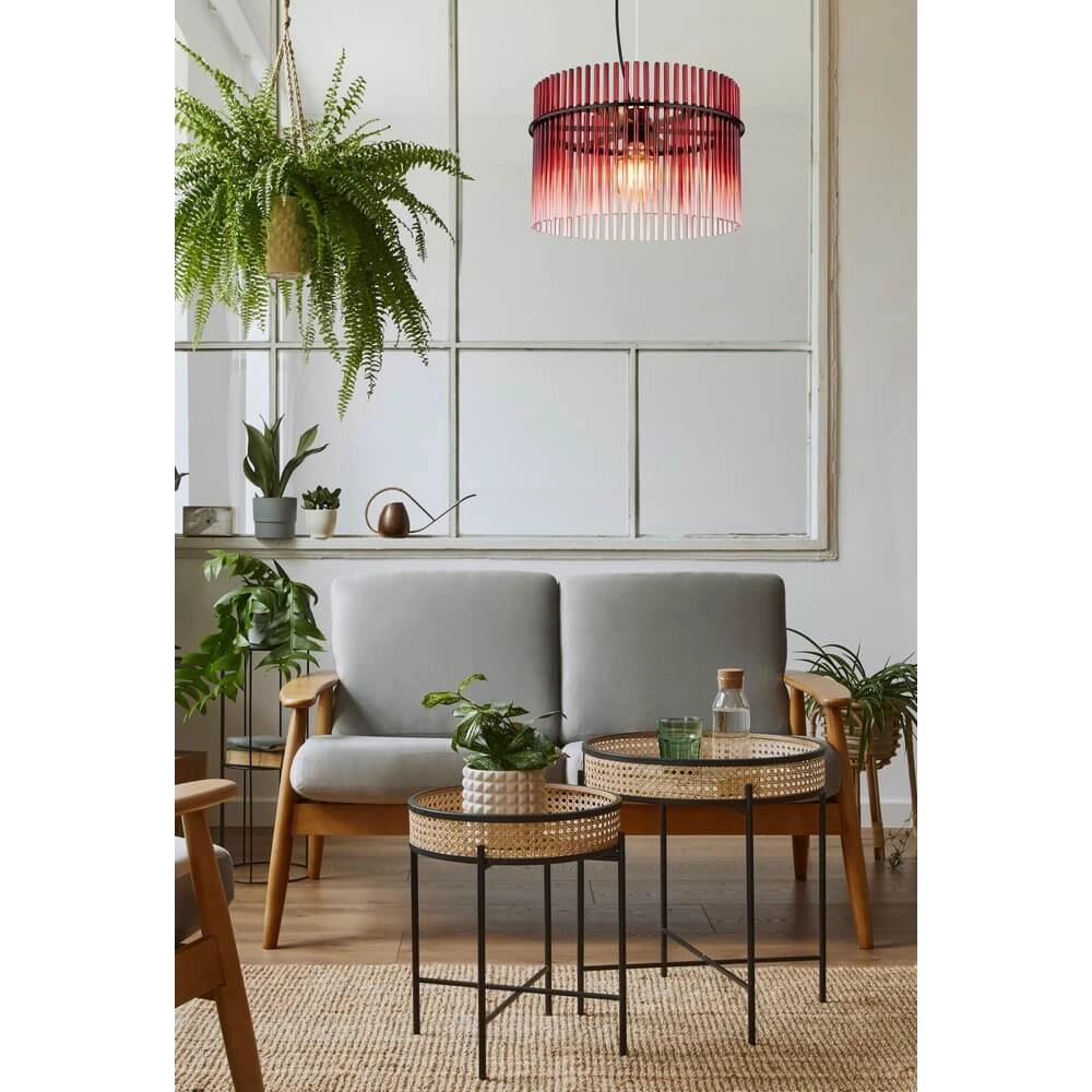 Suspension noire Gorley avec verre rouge Ø 40cm Globo 9007371462964