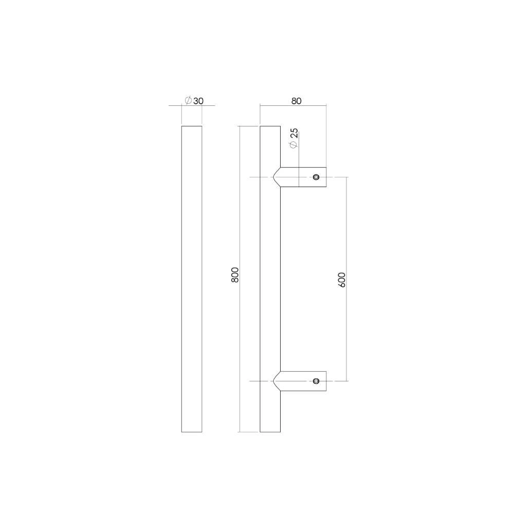 Poignée de porte en forme de T Gripon 80x8cm acier inoxydable Intersteel 8714186465028